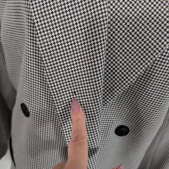 Vintage Houndstooth Blazer Black and White double-breasted Shoulder pads Size 10 - Picture 11 of 12